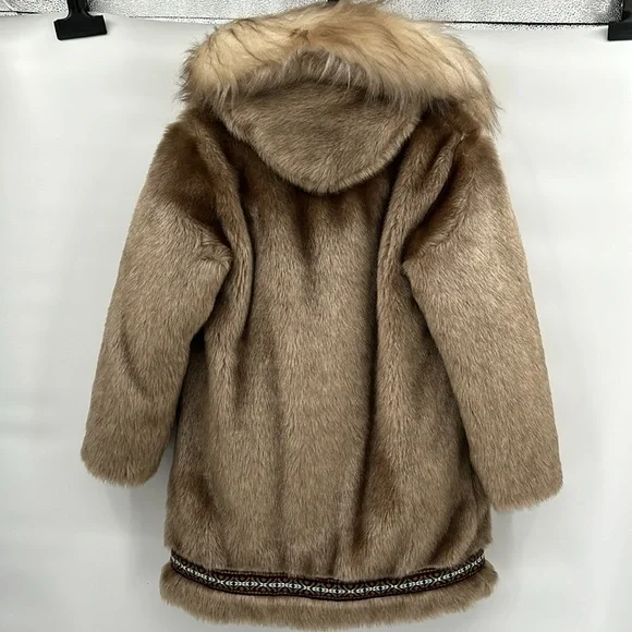 Vintage Stearns Faux Fur Coat Women's Small Brown‎ Parka Eskimo 70's